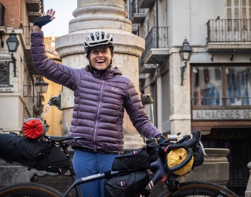 Lael Wilcox, antes de empezar la ruta Montañas Vacías